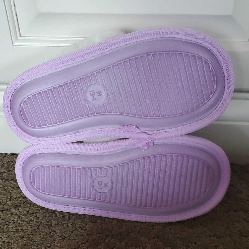 Girls Falls Creek Glitter Lilac Purple Scuff Slippers Fur Lining Size XL 4/5 NWT